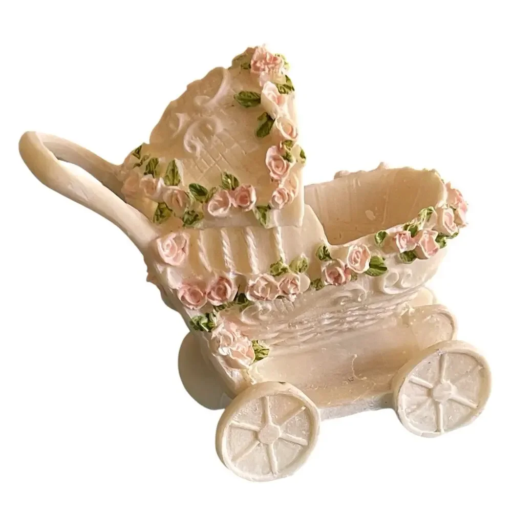 Baby Shower Cake Topper/ Centerpiece/ Porcelain Baby Carriage Display, Set of 12